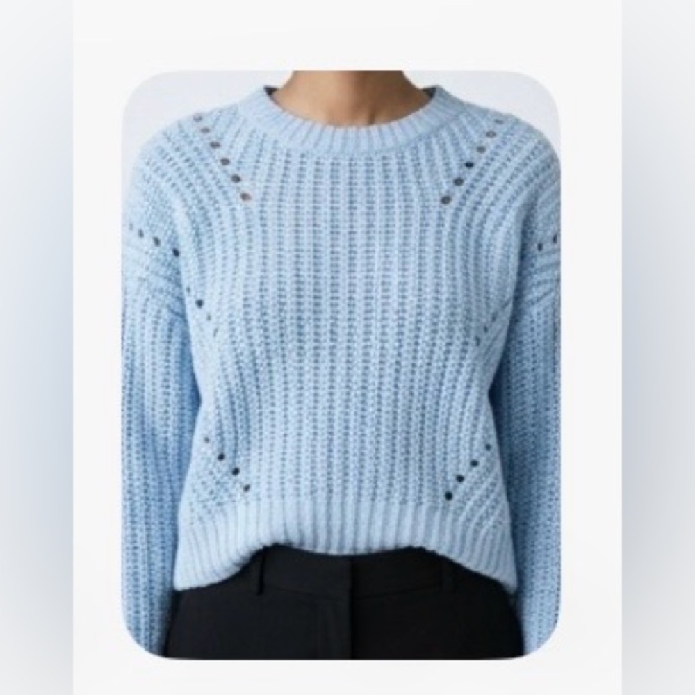 SO Light Blue Open-Knit Chunky Crewneck Sweater- Super Soft
